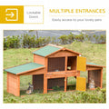 Large Rabbit Hutch Outdoor, Wooden Guinea Pig Hutch Small Animal House, Play Run Cage Outdoor Use 215 x 63 x 100 cm