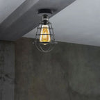 Metal Ceiling Rose Light Fitting - Vintage Wavy Wire Cage