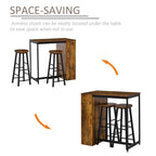 3 pc Bar Table Set: Height Table, 2 Stools w/ Storage & Footrest - for Small Spaces