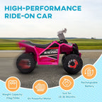 Electric Quad Bike, 6V Kids Ride-On ATV, for Ages 18-36 Months - Pink