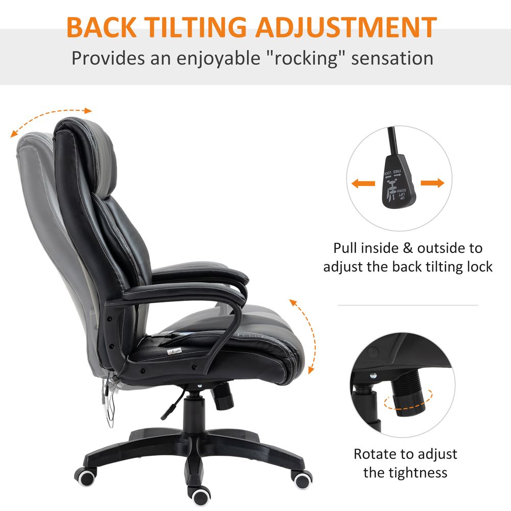 Black Massage Office Chair - High Back, Vibration, 6 Points