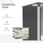 Outdoor Storage Shed, Sliding Door, Sloped Roof 152 x 132 x 188 cm, Grey