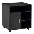 Multi-Storage Printer Stand Unit Office Desk Side Mobile Storage w/Wheels Modern Style 60L x 50W x 65.5H cm - Black