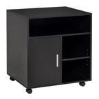 Multi-Storage Printer Stand Unit Office Desk Side Mobile Storage w/Wheels Modern Style 60L x 50W x 65.5H cm - Black