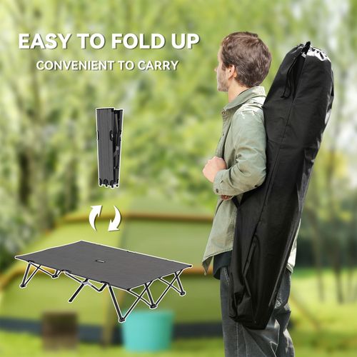 Double Camping Folding Cot Portable Sleeping Bed, Charcoal Grey