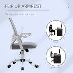 Office Chair, Ergonomic Desk Chair, Executive Computer Chair with 90° Flip-up Armrest and Lumbar Support, Adjustable Height for Home/Office, Grey