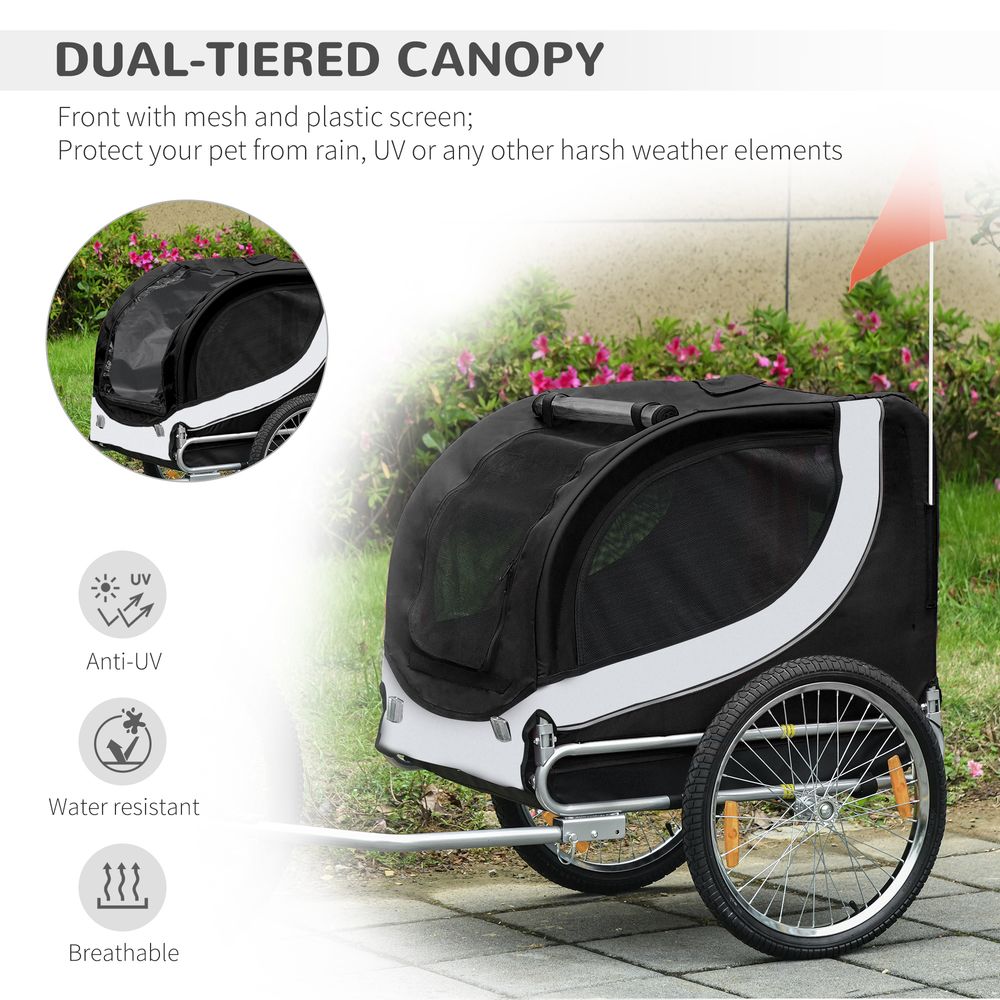 Steel Dog Bike Trailer Pet Cart Carrier for Bicycle Kit Water Resistant Travel White and Black