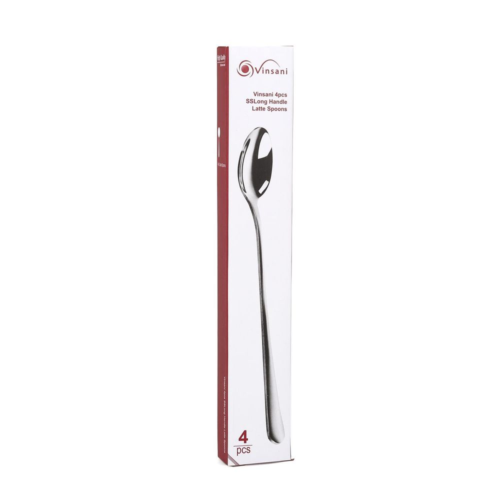 Elegant 8pc SS Long Handle Latte Spoons - for Kitchen, Hotel, Restaurant - Gift!