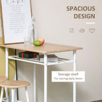 3Pc Bar Height Dining Set: White Oak; 3-Piece Kitchen Furniture for Small Spaces; Steel Frame; MDF Tops