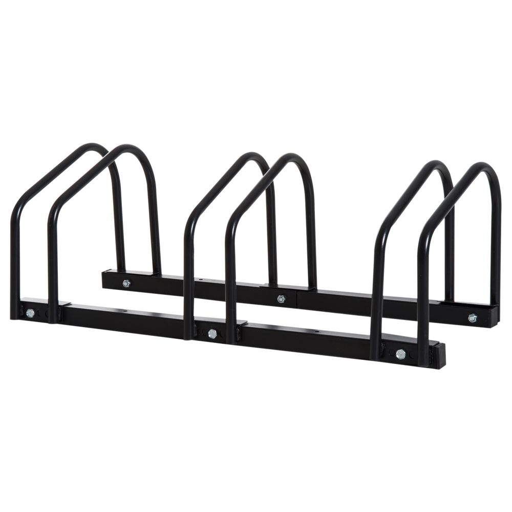 Bike Stand Parking Rack Floor or Wall Mount Bicycle Cycle Storage Locking Stand (3 Racks, Black)
