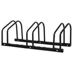 Bike Stand Parking Rack Floor or Wall Mount Bicycle Cycle Storage Locking Stand (3 Racks, Black)