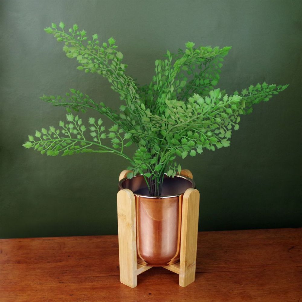 Gold Ceramic Planter: Bamboo Stand, 15x15x16cm