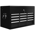 Lockable Metal Tool Chest w/ 6 Drawer, Ball Bearing Runners, Black in Black