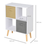 70 x 56cm Freestanding 4 Cube Storage Cabinet Unit Bookcase w/ 2 Drawer
