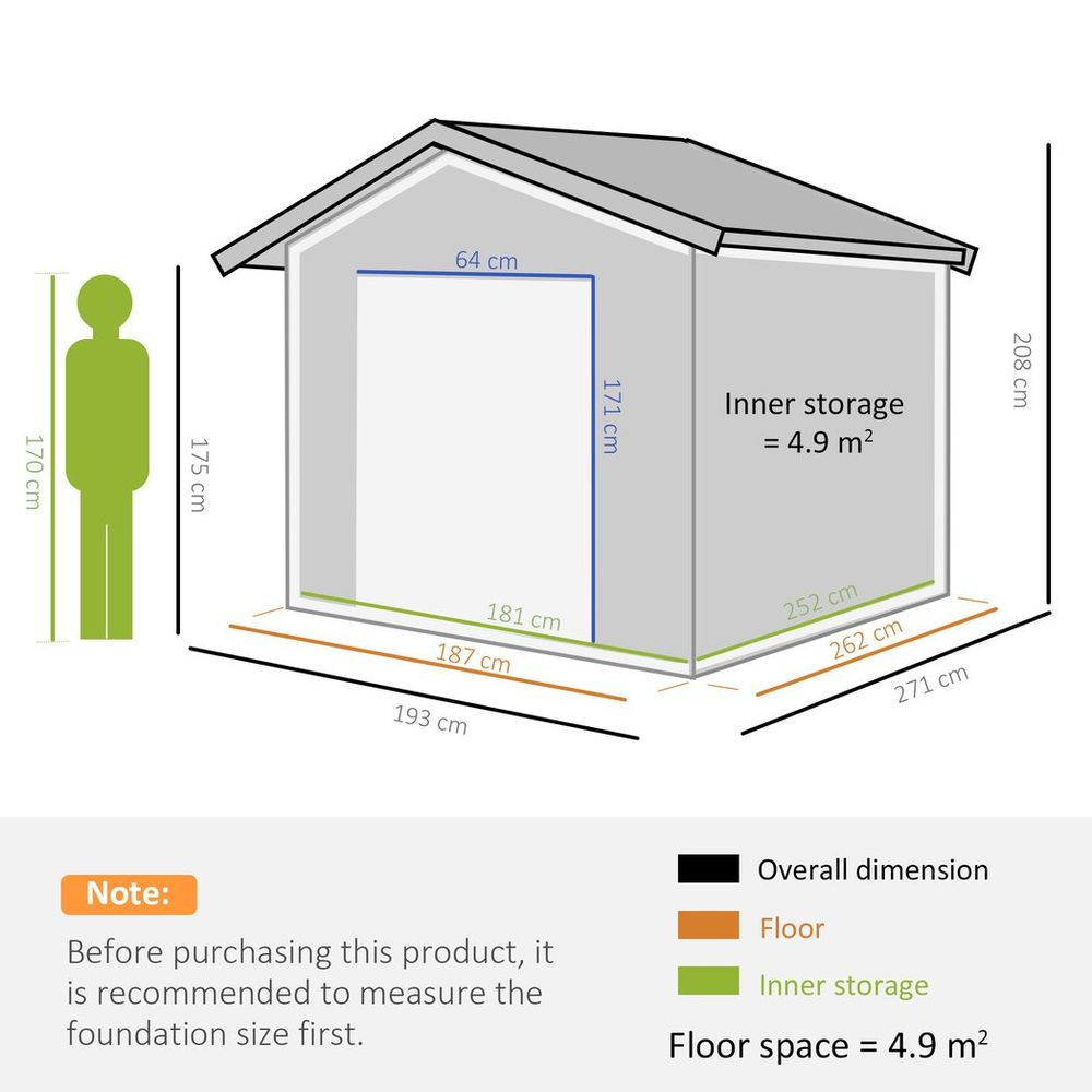 9x6 Galvanized Metal Garden Shed - Secure & Spacious Storage Solution for Backyard & Patio
