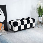 114cm Velvet Storage Ottoman: Button-tufted Footstool Box, Spacious and Stylish