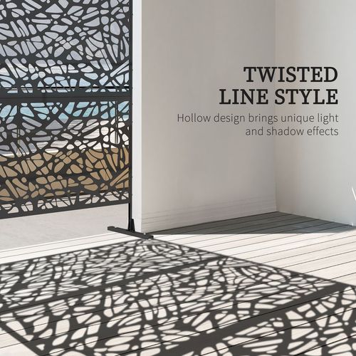 6.5FT Metal Outdoor Privacy Screen Panel with Stand, Twisted Lines