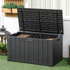 336L Rolling Garden Storage Box, Black - Durable Plastic Container