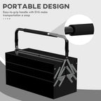 3 Tier Metal Toolbox with 5 Tray Carry Handle 45cmx22.5cmx34.5cm Black