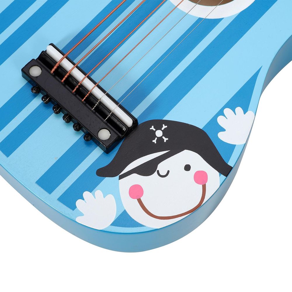 Authentic Wooden Stripe Blue Pirate Guitar - Childrens Musical Instrument
