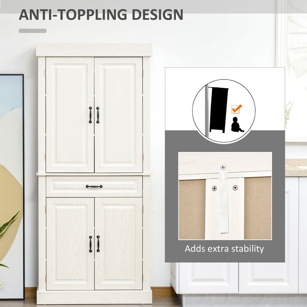 180cm Kitchen Pantry Storage Cabinet Server Food Organizer, White