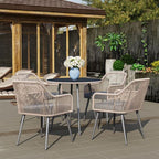 Rattan Dining Set, 4 Seater Rattan Garden Furniture, Light Brown