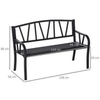 2-Seater Bench Solid Metal Loveseat Decorative Backrest Ergonomic Armrest