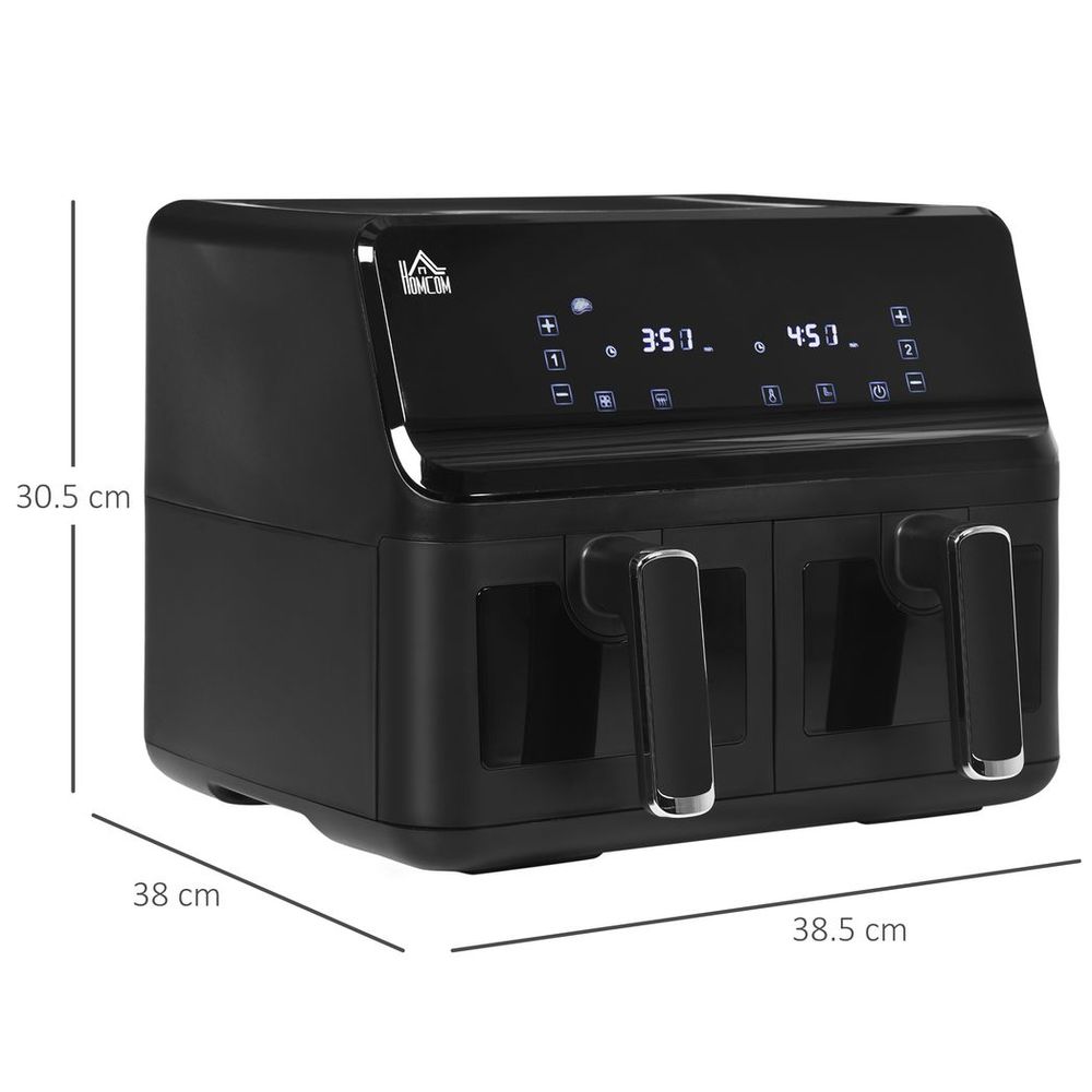 Dual Basket Air Fryer 8L - 8 Presets Cookbook Timer 2500W - for Family Size Meals