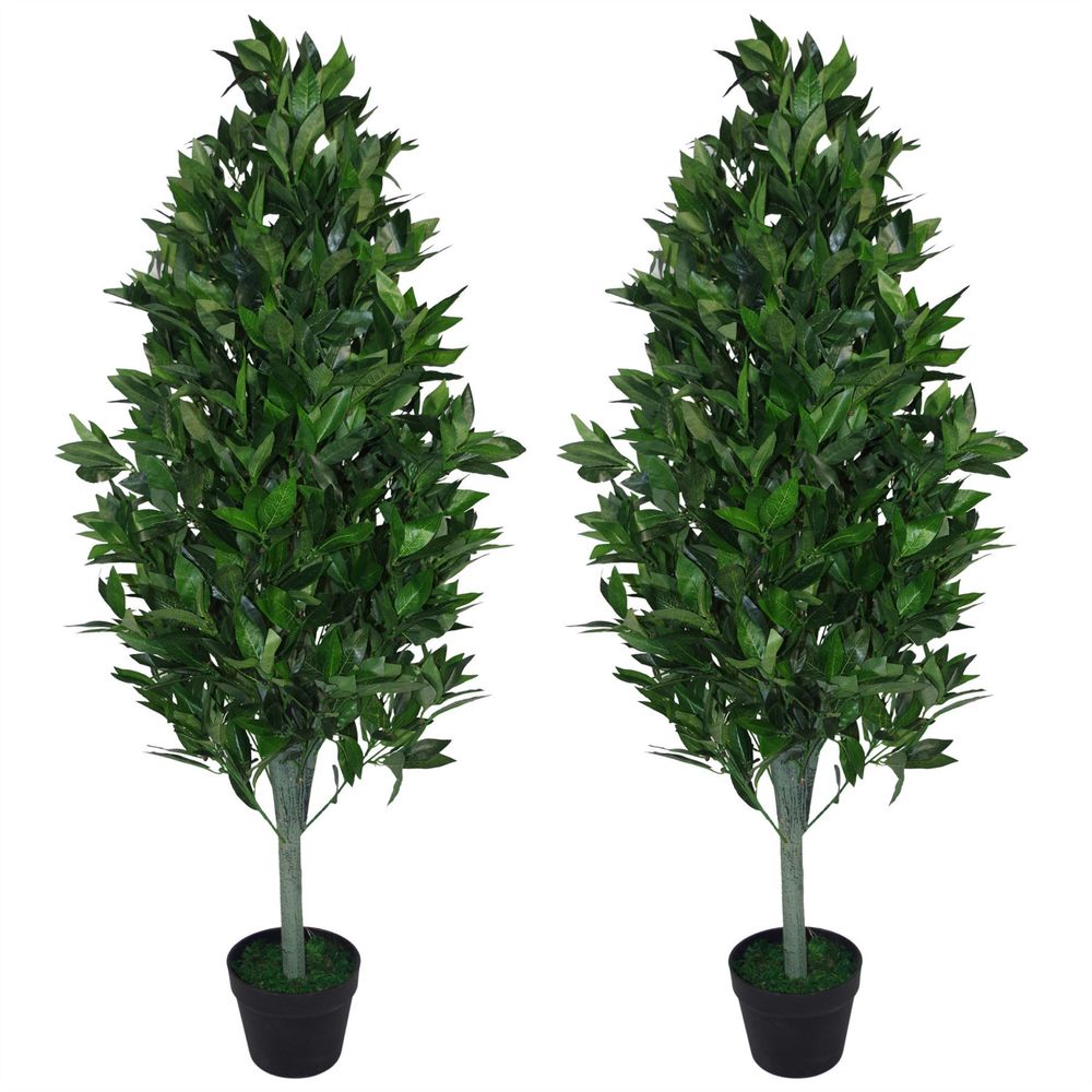 4ft Artificial Topiary Bay Trees - Extra Large Pair for Stunning Entrance - No Maintenance