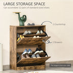 2 Drawer Shoe Cabinet Industrial Shoe Cupboard Flip Doors for Hallway