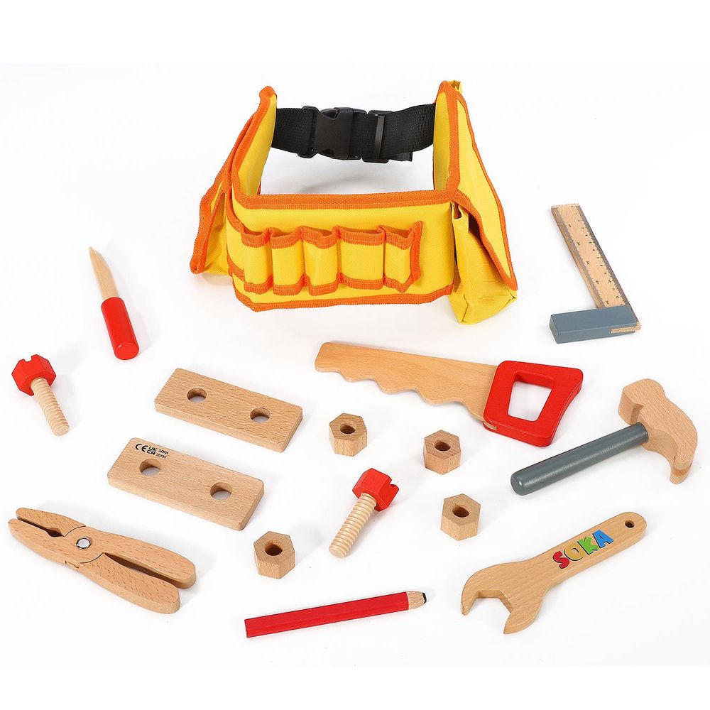 Building Fun with My Tool Belt - Quality Wooden Kids' Tool Set - Hours of Pretend Play!