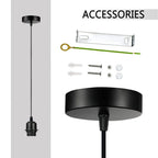 Industrial Grey Pendant Light Fitting, Lampshade Addable E27 Lamp Holder UK Holder Fitting Set With PVC Cable