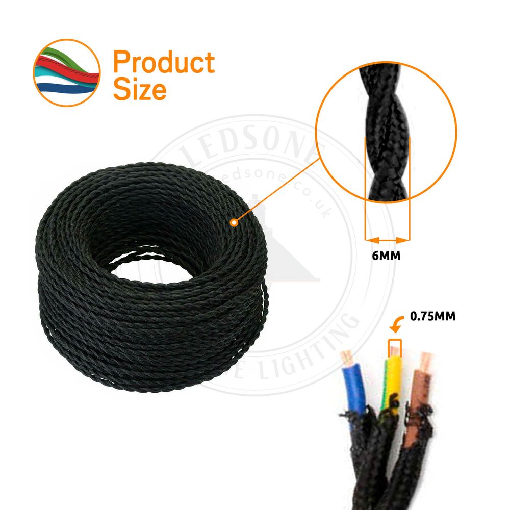 Vintage Italian Braided Cable, Flexible, Electrical Fabric Wire