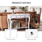 Console Table Storage Display Desk W/ 2 Drawers-Ivory White