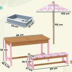Kids Picnic Table, Wooden Children Garden Table and Bench Set, Pink