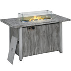 Gas Fire Pit Table - 50,000 BTU Burner, Cover, Glass Screen