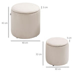 Corduroy Storage Ottomans, Set of 2, Removable Lid, Cream White