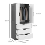 Grey 2 Door Wardrobe - 3 Drawer - Hanging Rod - Bedroom Storage