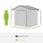 7 x 4ft Metal Garden Shed, Outdoor Storage Tool House with Ventilation Slots, Foundation Kit and Lockable Double Doors, Green