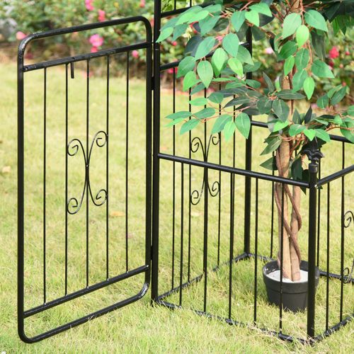 Metal Garden Arbor Arch Gate w/ 2 Side Planter Boxes & Vine Frame