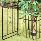 Metal Garden Arbor Arch Gate w/ 2 Side Planter Boxes & Vine Frame