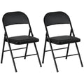 2 Pack Padded Folding Chairs with Cushioned Seat and Metal Frame Black
