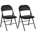 2 Pack Padded Folding Chairs with Cushioned Seat and Metal Frame Black