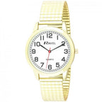 Mens Bold Number Gold Bracelet Watch - White Dial