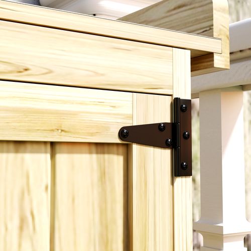 Wooden Garden Storage Shed w/Hinged Roof and Shelf, Natural Wood