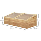 Wooden Cold Frame Greenhouse, 100 x 50 x 36 cm, Natural - Easy Access