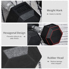 Rubber Dumbbell Sports Hex Weights Sets Home Gym Fitness Hexagonal Dumbbells Kit Weight Lifting Exercise (2 x 6kg)