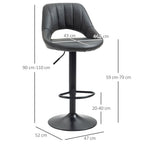 PU Leather Bar Stool Set of 2 - Adjustable Swivel with Footrest