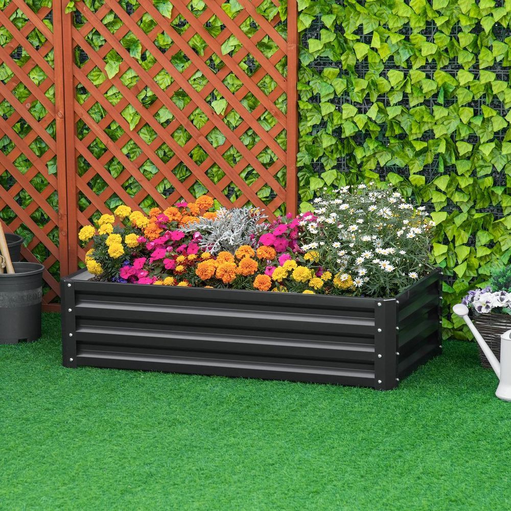 Steel Raised Bed Planter Box - 120x60cm - Modular Design - Ideal for Vegetables & Flowers