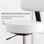 Salon Chair: Adjustable, Swivel, Padded Seat & Back, 5 Wheels - White